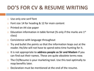 Art of resume and CV writing | PPTX