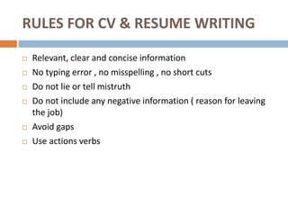 Art of resume and CV writing | PPTX