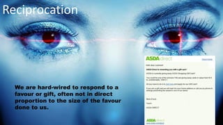 The Principle of Social Proof
We view a behaviour to be more
correct in a given situation to the
degree that we see others
performing it.
By leveraging the power of social
networking sites such as LinkedIn
and Facebook.
 