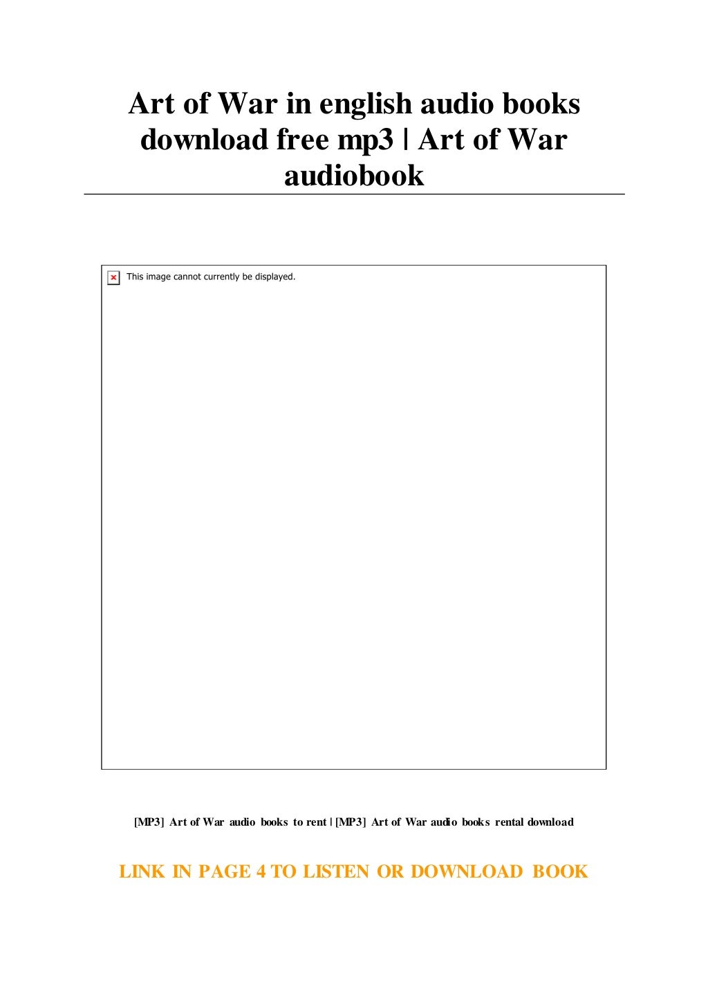 Art of War in english audio books download free mp3 Art