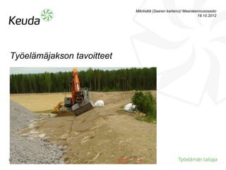 Mäntsälä (Saaren kartano)/ Maarakennusosasto
                                                              19.10.2012




Työelämäjakson tavoitteet




                        1
 