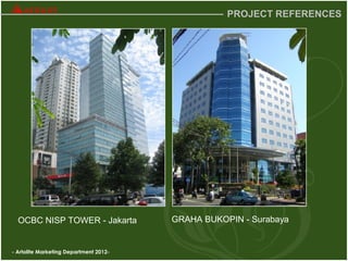 - Artolite Marketing Department 2012-
PROJECT REFERENCES
OCBC NISP TOWER - Jakarta GRAHA BUKOPIN - Surabaya
 