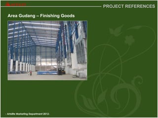- Artolite Marketing Department 2012-
PROJECT REFERENCES
Area Gudang – Finishing Goods
 