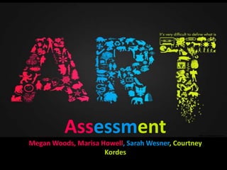 Assessment
Megan Woods, Marisa Howell, Sarah Wesner, Courtney
                     Kordes
 