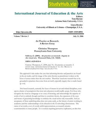 Creative Practice As Research.pdf Art Practice As Research A Review Essay | PDF