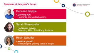 Growing AR: horizontal and vertical options
Duncan Chapple
 