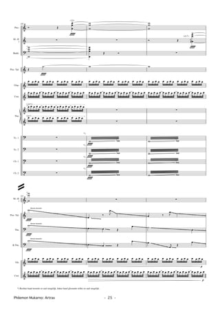 †
&
?
&
&
†
&
&
?
?
t
t
Vc. 1
Vc. 2
Cb. 1
Cb. 2
Crot.
Kl. (E
)
Baskl.
Pno.
Glsp.
Picc.
Picc. Tpt.
(¤)
(√)
320
Ó Œ
œœ
œ
>
Î
∑
www
w
Œ
.˙
Î
œ œ œ œ œ œ œ œ œ œ œ œ œ œ œ œ
œ œ œ œ œ œ œ œ œ œ œ œ œ œ œ œ œ œ œ œ
œ œ œ œ œ œ œ œ œ œ œ œ œ œ œ œ œ œ œ œ
œ œ œ œ œ œ œ œ œ œ œ œ œ œ œ œ
∑
∑
∑
∑
<15>
ww
w
∑
œœœ
œ
Œ Ó
w
œ œ œ œ œ œ œ œ œ œ œ œ œ œ œ œ
œ œ œ œ œ œ œ œ œ œ œ œ œ œ œ œ œ œ œ œ
∑
∑
w
Î
wb
w
Î
wb
w
Î
wb
w
Î
wb
*)
*)
*)
*)
ww
w
Ó Œ
œœ
œ
Î
¬
>
∑
w
œ œ œ œ œ œ œ œ œ œ œ œ œ œ œ œ
œ œ œ œ œ œ œ œ œ œ œ œ œ œ œ œ œ œ œ œ
∑
∑
w wb
w wb
w wb
w wb
<c4,7>
&
&
?
?
&
†Crot.
Kl. (E
)
Picc. Tpt.
Vib.
Tbn.
B.Tbn.
~~~~
~~~~~ ~~~
~~~~~~~
323
ww
w
w
Î
w
Î
w
Î
œ œ œ œ œ œ œ œ œ œ œ œ œ œ œ œ
œ œ œ œ œ œ œ œ œ œ œ œ œ œ œ œ œ œ œ œ
throat tremolo
throat tremolo
throat tremolo
∑
œ
‰ J
œ
˙
œ œ Œ
œ
œ œ Œ
œ
œ œ œ œ œ œ œ œ œ œ œ œ œ œ œ œ
œ œ œ œ œ œ œ œ œ œ œ œ œ œ œ œ œ œ œ œ
∑
œ ‰ J
œ ˙
.˙
œ
.œ
j
œ Œ
œ
œ œ œ œ œ œ œ œ œ œ œ œ œ œ œ œ
p
œ œ œ œ œ œ œ œ œ œ œ œ œ œ œ œ œ œ œ œ
p
÷
~~~~~~~~~~~~~~~~~~~~~~~~~~~~~~~~~~~~~~~~~~~
~~~~~~~~~~~~~~~~~~~~~~~~~~~~~~~~~~~~~~~~~~~ ~~~~~~~~~
~~~~~~~~~~~~~~~~~~~~~~~~~~~~~~~~~~~~~~~~~~~ ~~~~~~~~~
~~~~~ ~~~~~~~~~~~~~~~~~~~~~
~~~~~~~~~~
~~~~~~~~~~ ~~~~~~~~~~~~~~
~~~~~~~~~~~~~~~~~~~~~~~~~~~~~~
~~~~ ~~~~~~~~~~~~~~~~~~~~
~~~~~~~~~
~~~~~~~~~
Philemon Mukarno: Artrax - 25 -
*) Rechter hand tremolo zo snel mogelijk, linker hand glissando-triller zo snel mogelijk.
@
 