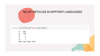 NO OF ARTICLES IN DIFFFENT LANGUAGES
 