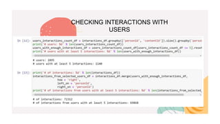 CHECKING INTERACTIONS WITH
USERS
 