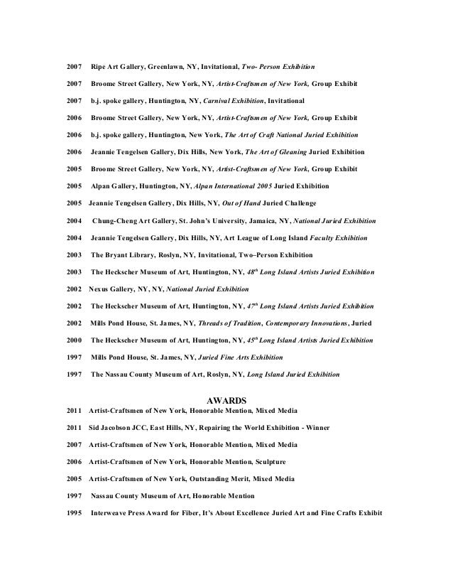 resume for artists