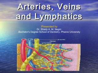 Arteries, Veins
and Lymphatics
                    :Presented by
                 Dr. Shady A. M. Negm
.Bachelor's Degree School of Dentistry, Pharos University
 