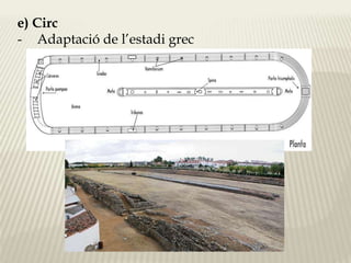 e) Circ 
- Adaptació de l’estadi grec 
 