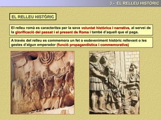 A l’època del ( segles III – IV) l‘escultura gradualment tendirà cap una
produint-se una forta tendència a .
2.- L’ESCULTURA ROMANA: EL RETRAT
Es , el cabell està poc
marcat, desapareix la barba i els ulls massa grans
semblen que surtin de les orbites.
L’escultura es torna , amb
trets alguns ja més propis del món
medieval.
EL RETRAT DURANT EL BAIX IMPERI
 