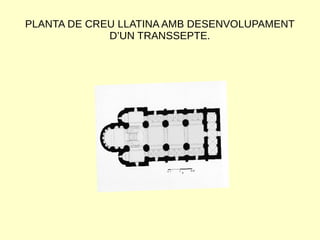 PLANTA DE CREU LLATINA AMB DESENVOLUPAMENT
D’UN TRANSSEPTE.
 