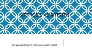 ARTROSIS VS ARTRITIS
MG. VARGAS MACHUCA CASTILLO JHONATAN ALBERT
 