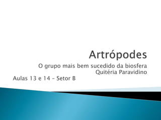 O grupo mais bem sucedido da biosfera
Quitéria Paravidino
Aulas 13 e 14 – Setor B
 