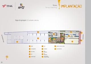 No centro de
                                 toda expressão,
                                 você.
                                                                                                Térreo
                                                                                     Terraço Coworking                          IMPLANTAÇÃO


               Vagas de garagem: 32 unidades cobertas




                                                                    03                                                                               09
                                                                                                                                                               12
                                                                                                        04




                                                                                                                                                                    RUA RIACHUELO
RUA PR




                                                                                                                                                10
  ESIDEN




                                                                    02                             05   07                           08
         T
     E FARIA




                                                                                                   06                                                          12
                 01                                                                                                                                       11




                                           01      RAMPA                 06   COPA                           11   COMÉRCIO E SERVIÇO SETORIAL


                                           02      ESTACIONAMENTO        07   COWORKING                      12   ACESSO PEDESTRES


                                           03      BICICLETÁRIO          08   DECK
                                                                              COWORKING

                                           04      HALL                  09   HALL
                                                                              RESIDENCIAL

                                           05      ADMINISTRAÇÃO         10   APOIO COMÉRCIO
                                                                              E SERVIÇO SETORIAL




10
 