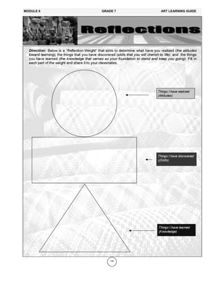 150
MODULE 6 GRADE 7 ART LEARNING GUIDE
 