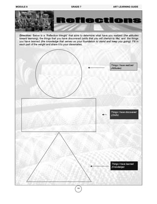 189
MODULE 8 GRADE 7 ART LEARNING GUIDE
 
