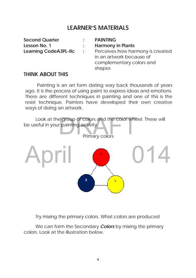 K TO 12 GRADE 3 LEARNING MATERIAL IN ARTS