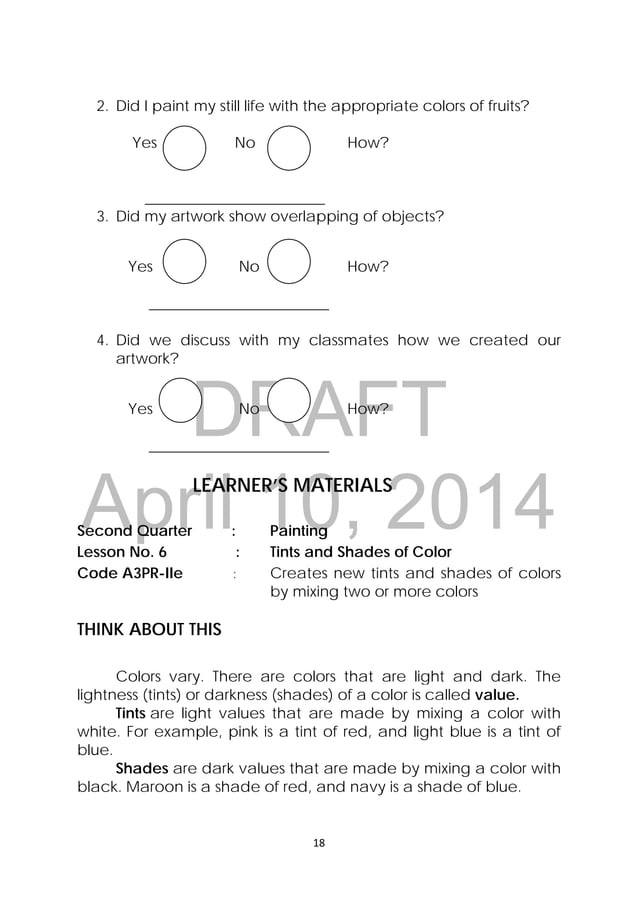 K TO 12 GRADE 3 LEARNING MATERIAL IN ARTS