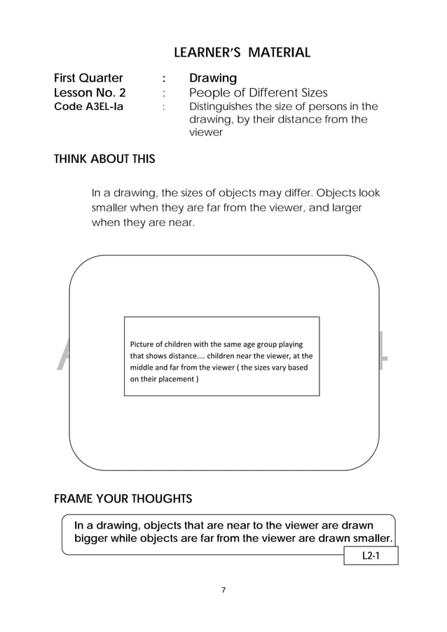 K TO 12 GRADE 3 LEARNING MATERIAL IN ARTS