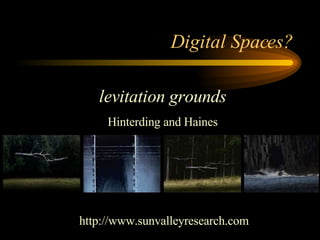 Digital Spaces? levitation grounds Hinterding and Haines http://www.sunvalleyresearch.com 