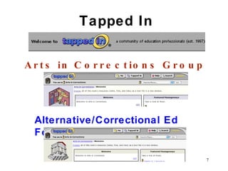 Tapped In Arts in Corrections Group Alternative/Correctional Ed Forum 