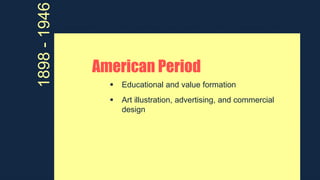 American Period
 Educational and value formation
 Art illustration, advertising, and commercial
design
1898-1946
 