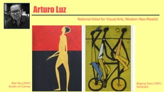 Arturo Luz
National Artist for Visual Arts; Modern Neo-Realist
Red Sky (2007)
Acrylic on Canvas
Bagong Taon (1997)
Serigraph
 