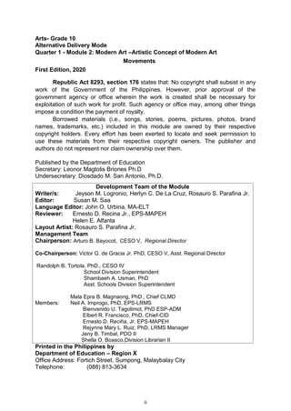 Arts quarter1-mod2-cover-lesson-6-10 v3