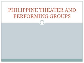 PHILIPPINE THEATER AND
PERFORMING GROUPS
 