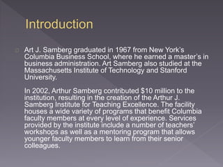 Teamwork Samberg Art Samberg Funds Arthur J. Samberg Institute for Teaching Excellence ...