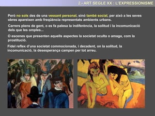 El moviment neix al 1909 quan el poeta italià Filippo Tomasso MARINETTI publica al diari
“Le Figaro” el primer manifest futurista.
El propi nom del moviment “Futurisme”
emfatitza la seva voluntat de descartar l'art
del passat i celebrar el canvi i la innovació.
CARACTERÍSTIQUES
- Rebuig del passat, de la tradició, i
defensa d’un nou art.
- Exaltació de la societat industrial,
el progrés, la màquina, el dinamisme,
l’energia i la vilolència.
- Glorifiquen la tecnologia, la velocitat, el
moviment. S’exalta la bellesa de la màquina
“Un cotxe de carreres... un cotxe brogent, que
sembla que corre sobre la metralla, és més bell
que la Victòria de Samotràcia.”
- Els futuristes equiparen el museus als
cementiris.
7.- ART SEGLE XX: EL FUTURISME
 
