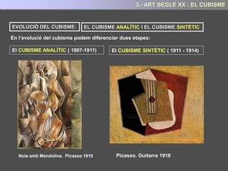 El temps present, aquell que és descompon apareix representat al quadre amb les formigues
que recobreixen el rellotge dur.
PAU17PAU17 PAU17PAU17
Les formigues són sempre, dins el llenguatge dalinià un símbol de descomposició, de
putrefacció, de desfeta, de transformació, de desaparició, en definitiva de l’acció
inexorable del pas del temps, que ho desfà i lo transforma tot.
Entenem doncs, el títol del quadre, “” La persistència de la memòria” entenen la memòria
com a únic element capaç de fer front a la desfeta i desaparició que el pas inexorable
del temps provoca en qualsevol existència, i representat al quadre mitjançant “els
rellotges tous”..
PAU17
9.- ART SEGLE XX: EL SURREALISME
 