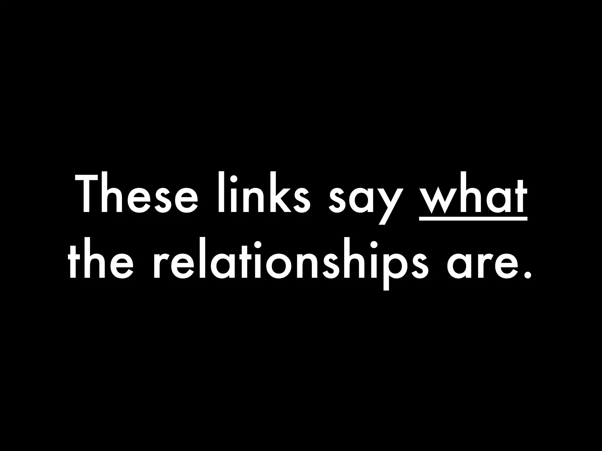 These links say what
the relationships are.
 