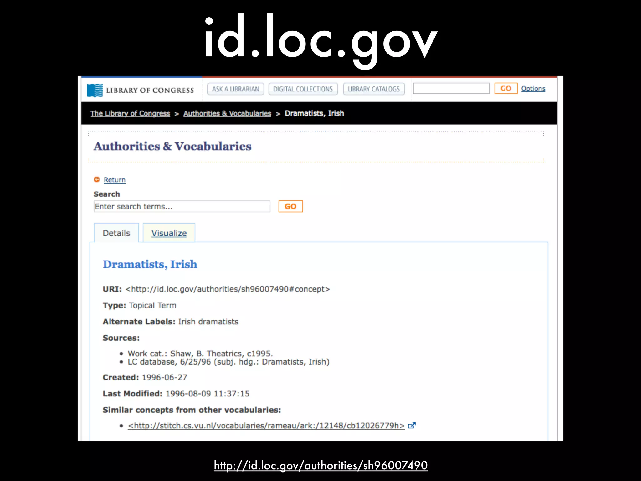 id.loc.gov




http://id.loc.gov/authorities/sh96007490
 
