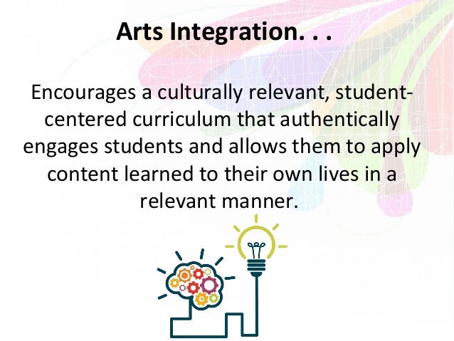 arts integration in education The arts integration in education infographic shows how arts integration can serve as the connective pathway toward reaching and teaching every child. arts integration in education The arts integration in education infographic shows how arts integration can serve as the connective pathway toward reaching and teaching every child.