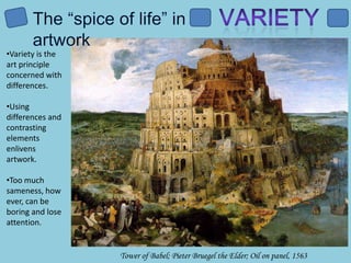 Various art elements such as texture or color can be used in pleasing proportions or amounts to create a good composition.ProportionArtists do not always choose to use such realistic proportions.  When they exaggerate, distort, or deviate from what we consider normal proportions, the effect can be powerfully expressive or quite decorative.The SailorPablo Picasso, 1938relationships