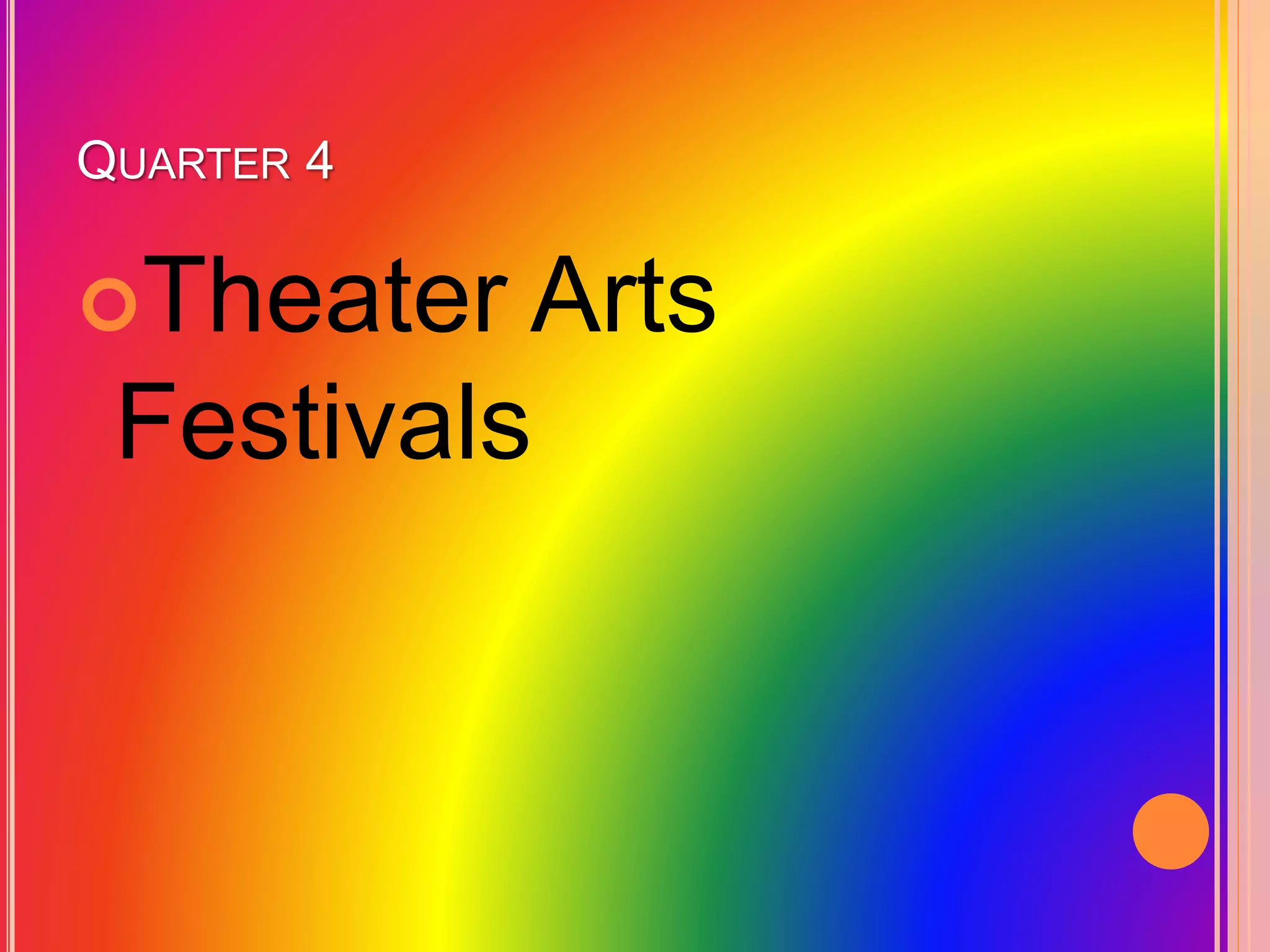 QUARTER 4
Theater Arts
Festivals
 