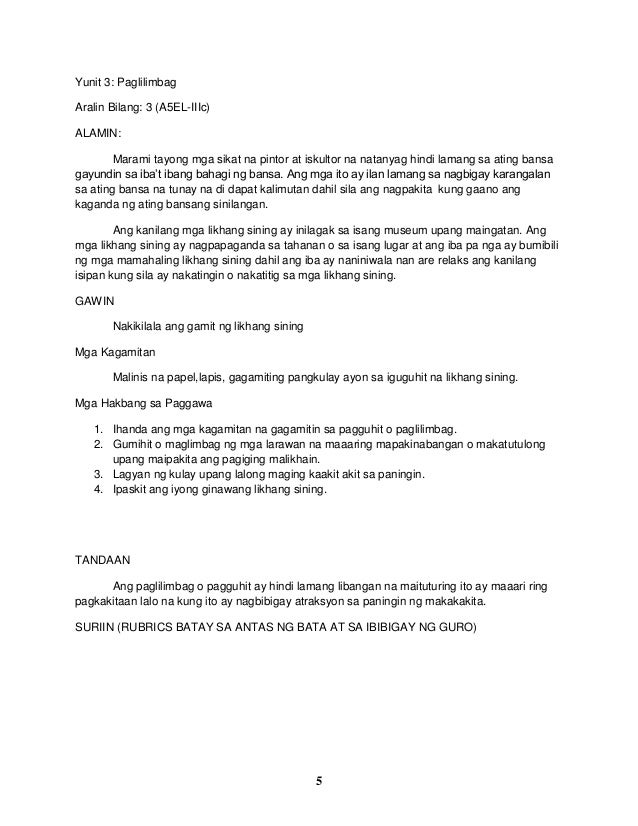K TO 12 GRADE 5 LEARNER’S MATERIAL IN ARTS (Q1Q4)