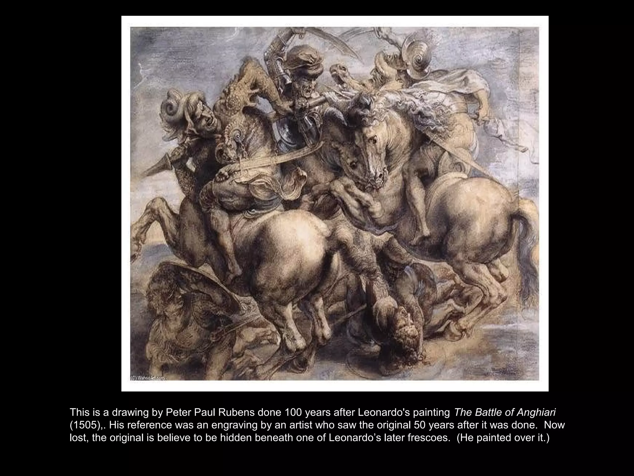 What I learned from Leonardo’s biography
LEONARDO THE ARTIST AND THE MAN by Sege Bramly
Florence in the late 15th
century was the center of Renaissance life and enjoyed complete tolerance
for its celebrated gay community (Leonardo and Michelangelo foremost among them).
In his 20s, Leonardo was primarily known as a singer. He had movie-star looks.
The Mona Lisa influenced Raphael with its chiaroscuro-lit portrait of a woman set in an actual
landscape … and (unusual at the time!) she was painted with hands.
Leonardo’s experiments with paint chemistry in the The Last Supper didn’t hold up very well (faded
and disintegrated).
Leonardo was widely known for elaborate practical jokes.
He wrote backwards to keep his notebooks a secret from the Catholic Inquisition.
Two-thirds of his notebooks are lost (someone threw them out 50 years after his death).
 