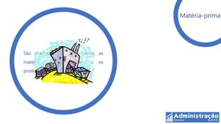 Matéria-prima




São chamados materiais diretos, as
matérias-primas   que   integram   os
produtos
 