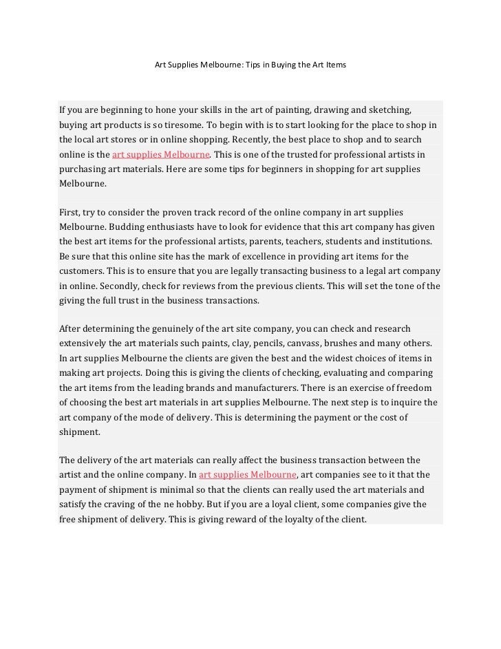 Art Supplies Melbourne Tips in Buying the Art Items