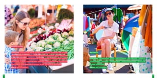 Фермер-базар


     Описание: уникальное место проведения досуга, сочетающее лучшие      Фестивали
     черты фермерского рынка, супермаркета и ресторана. Здесь представ-
     лено все разнообразие продуктов на любой вкус со всего мира, можно   Описание: проведение ярких мероприятий, фестивалей, ярмарок,
     поспорить о цене с продавцами, а можно, как в ресторане, попросить   посвященных   дизайну,   архитектуре,   изобразительному   искусству,
     приготовить понравившийся продукт из тех, что есть на прилавке.      музыке, кулинарии.
     Место: ART UP MARKET.                                                Место: ART UP MARKET




42                                                                                                                                                43
 