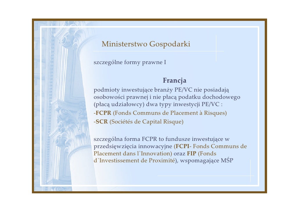 Warunki Prawne Funkcjonowania Pe Vc W Polsce