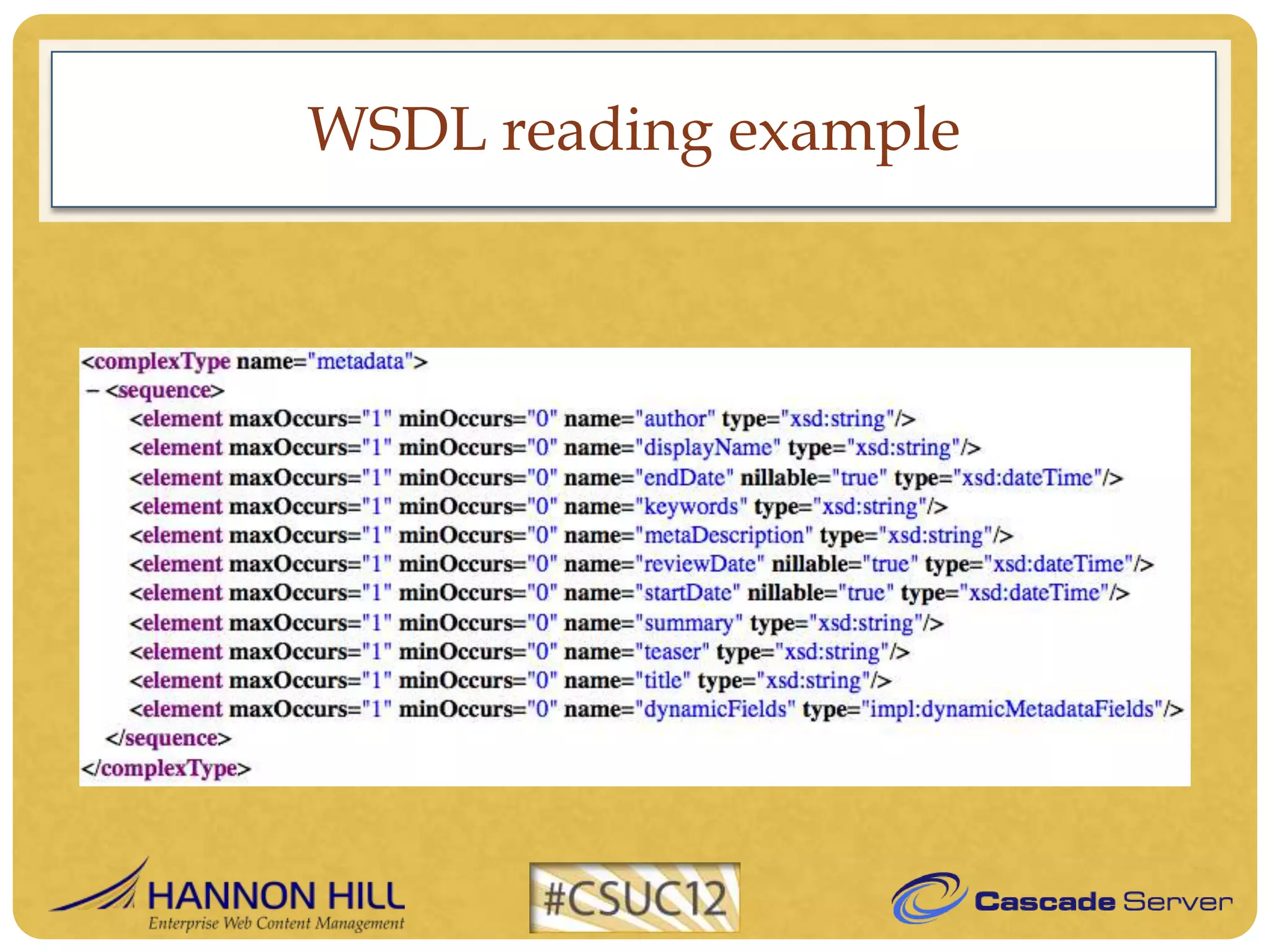 WSDL reading example
 