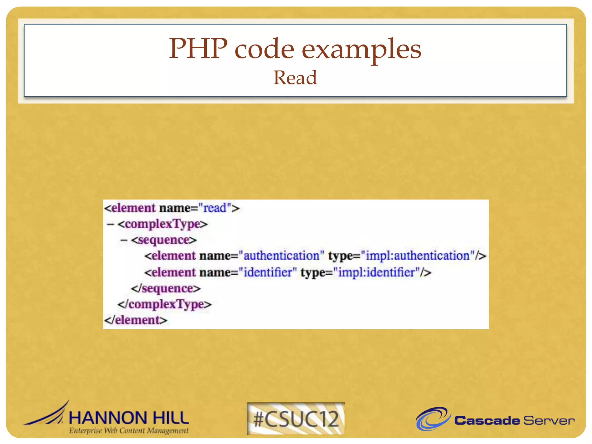 PHP code examples
       Read
 
