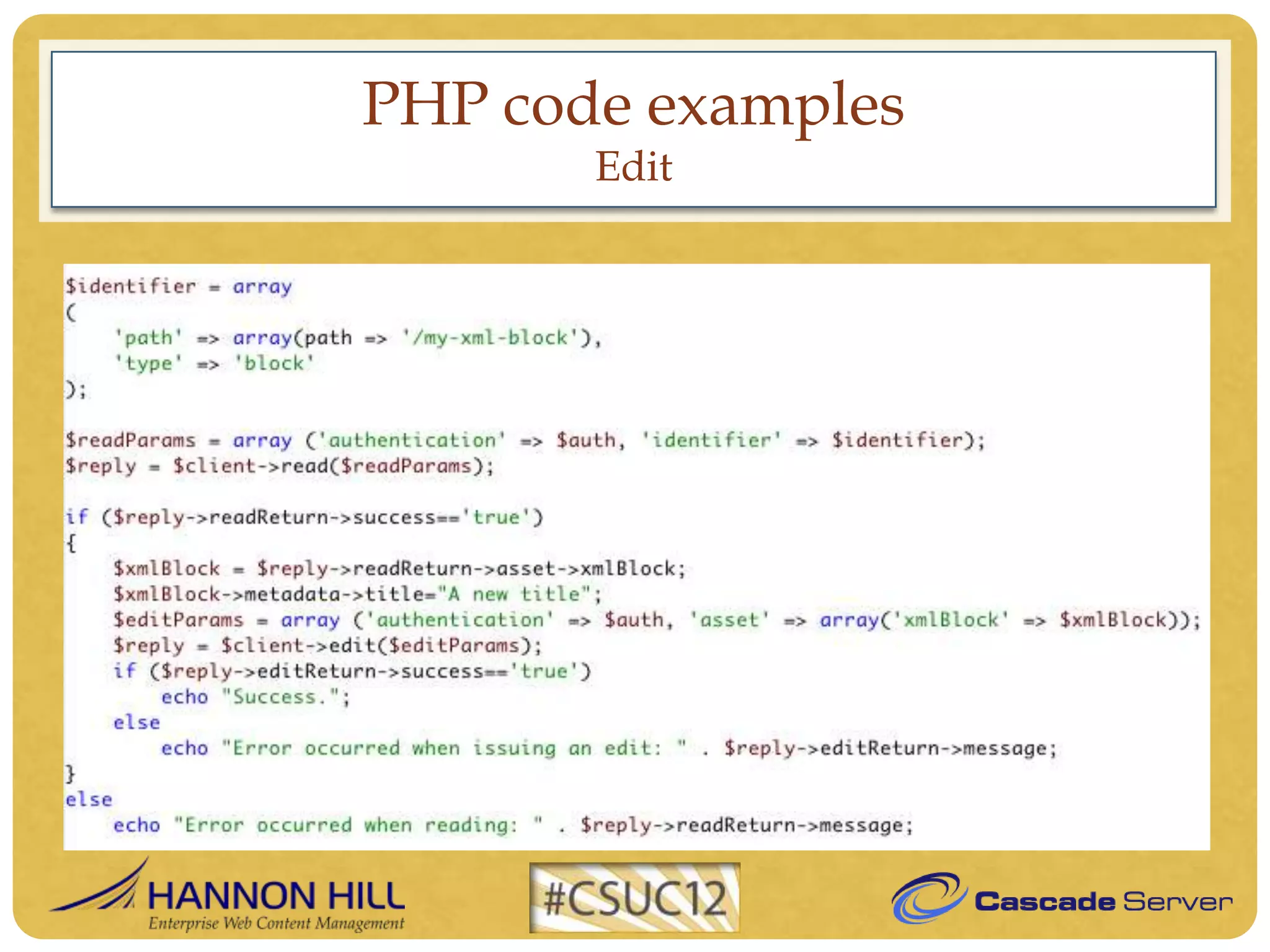 PHP code examples
       Edit
 