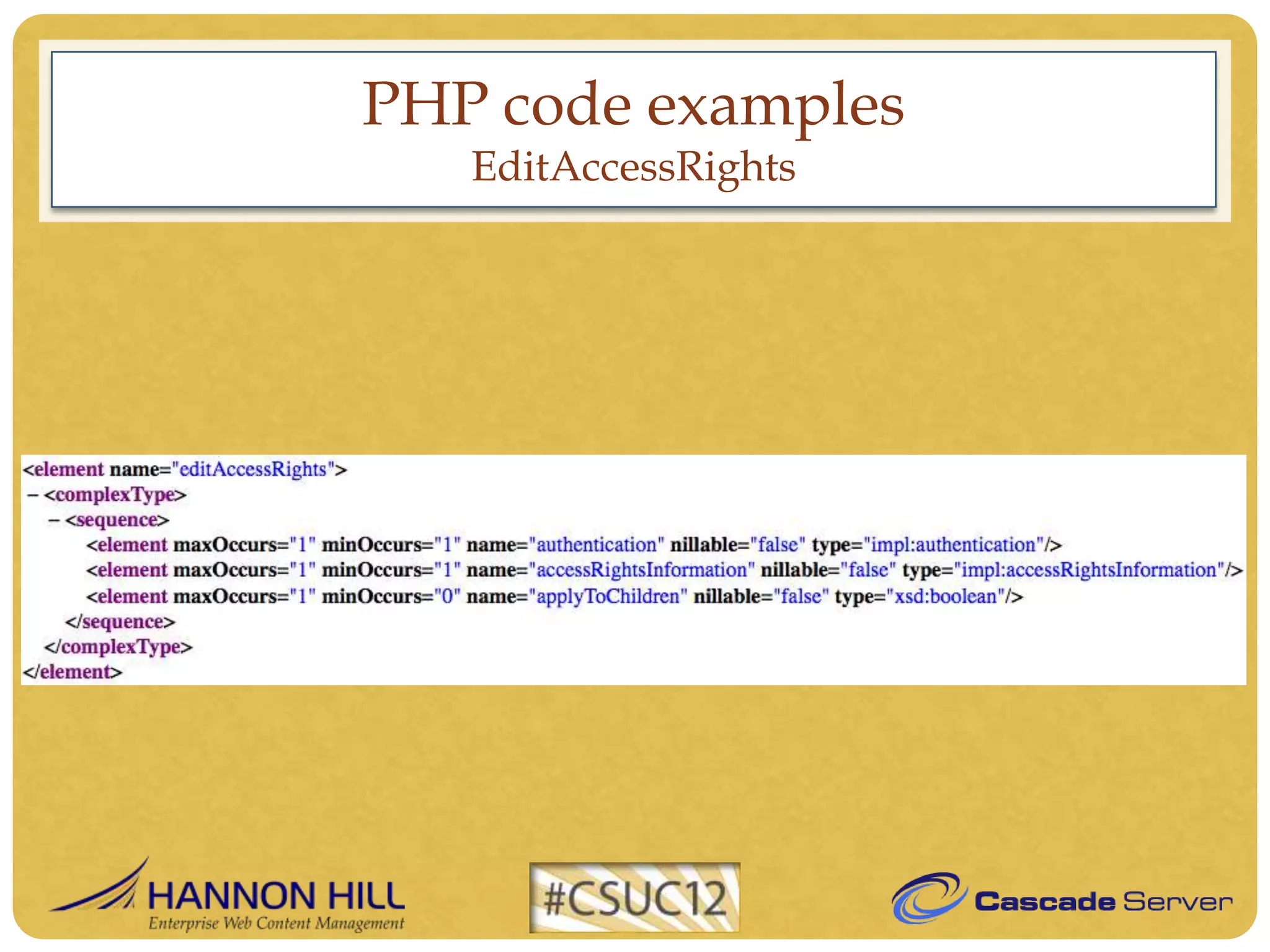 PHP code examples
   EditAccessRights
 